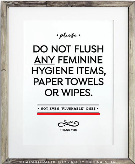 Do not flush "flushable" wipes
