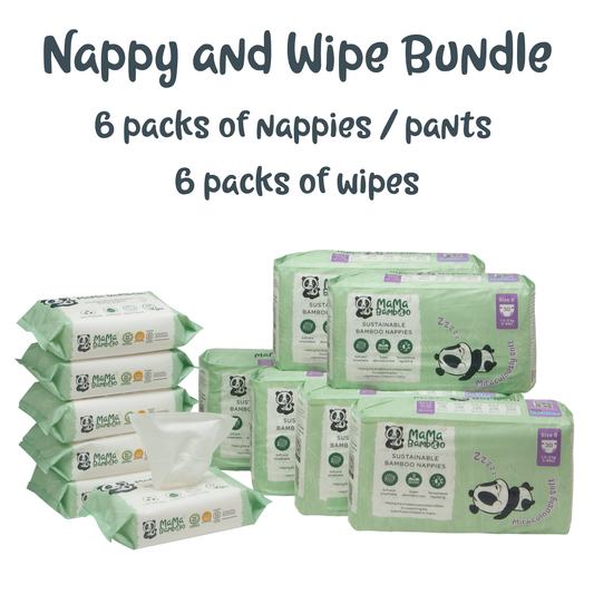 Nappy & Wipe Bundle - 6 packs nappies & 6 packs of wipes
